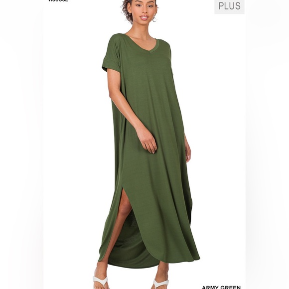 BN Zenana Premium V Neck Short Sleeve Maxi Dress Size Various - Picture 5 of 12